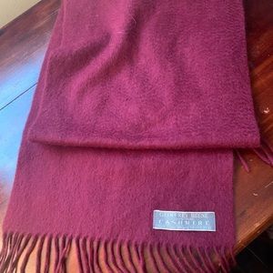 Geoffrey Beene Dark Burgundy Uni-sex Fringed Cashmere Scarf
